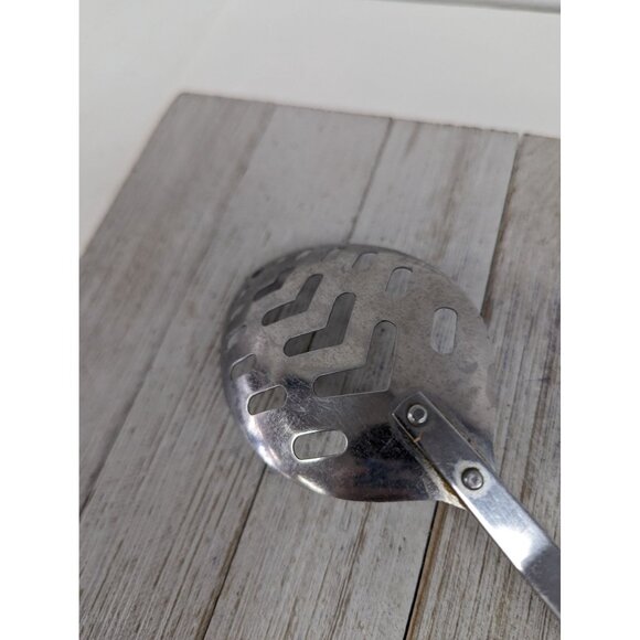 Vintage Pyramid Stainless Steel 12 1/2" Slotted Serving Spoon Red Brown Handle - Picture 5 of 8